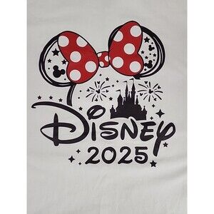 2025 Disney Minnie Mouse White T Shirt Matching Family Vacation Cotton Size XXL